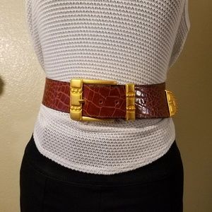 Dana Buchman Brown and Gold Belt - Size XS/S